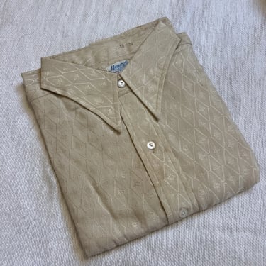 Deadstock Antique 1920s 1930s Men’s  Shirt Rayon Art Deco Print Monroe-Novelty