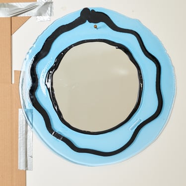 Round Mirror in Blue Black