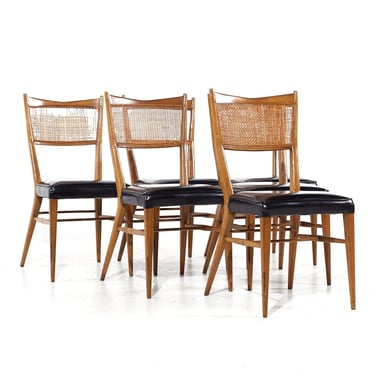 Paul McCobb for Calvin Mahogany and Cane Dining Chairs - Set of 6 - mcm 
