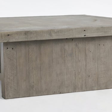 50” x 50”  Large Reclaimed Wood and Concrete Laminate Coffee Table with Shelf from Terra Nova Designs Los Angeles 
