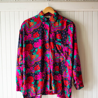 Vintage Pierre Cardin Psychedelic Floral Long Sleeve Button Down