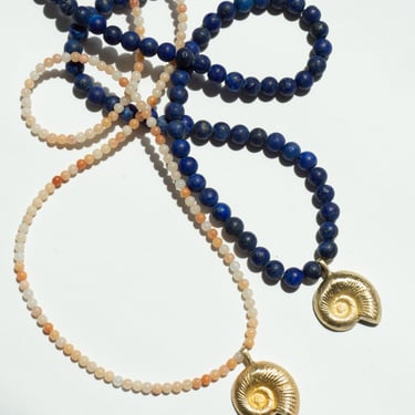 Lapis Spiral Shell Necklace
