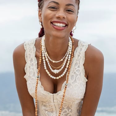 White Turquoise Pikake Flower Bead Necklace, Beaded Pikake Lei Necklace, Hawaii Bracelet, Chunky Bead Necklace,Beaded Pikake Necklace,Hawaii 