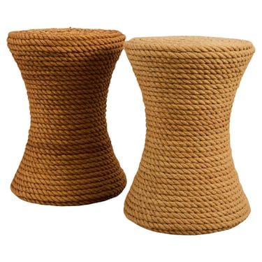 Pair of Audoux-Minnet Style Rope Drink Table Stools