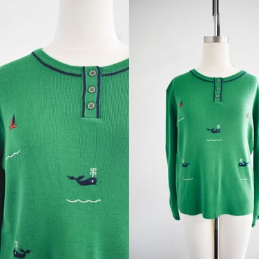 1970s/80s Green Whale and Boat Sweater 