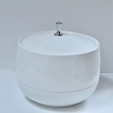 Vintage Ice Bucket Modern White Ice Chest Mid Century Compost Bin Retro Barware Mod Ice Bucket Double Wall 