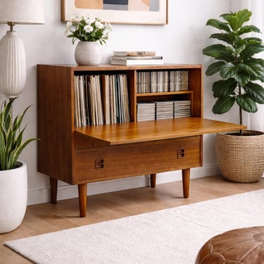 レア★廃盤品MID-Century MODERN木製小物入れ★スタッキング可能 WALNUT Mid Century Modern Jr. Credenza / VINYL Record | Circa60