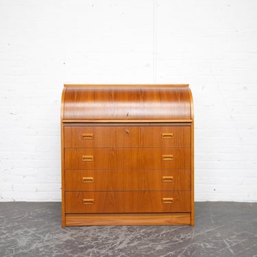 Vintage Scandinavian teak roll top desk / dresser | Free delivery in NYC and Hudson Valley areas 