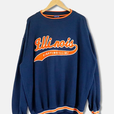 Vintage Illinois Fighting Illini Waffle Textured Crewneck Sweatshirt Sz 2XL