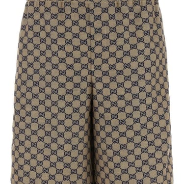 Gucci Man Embroidered Linen Blend Bermuda Shorts