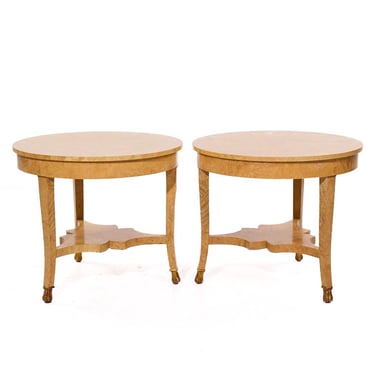 William Switzer Burlwood Side End Tables - Pair - mcm 