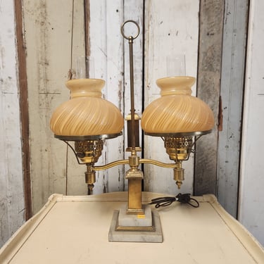 Vintage Student Lamp with Butterscotch Shades