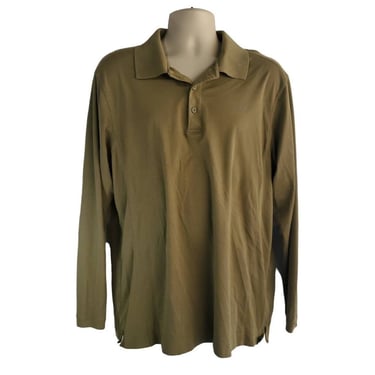 Cutter & Buck Polo Shirt Long Sleeve CB DryTec XL Khaki Moisture Wicking Golf 