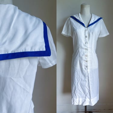 Vintage 1940s Sailor Dress / S/M 