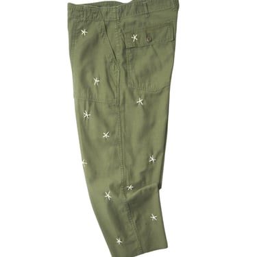 Aquarius Cocktail MONROW daisy embroidery pants - Army