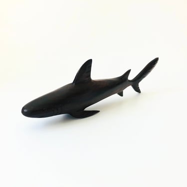 Vintage Carved Iron Wood Shark 