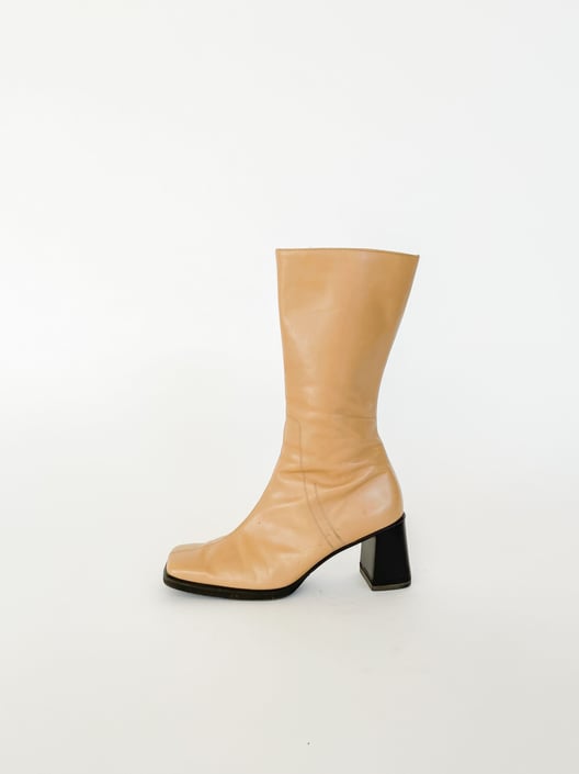 Camel Leather Calf Boots (7-7.5)