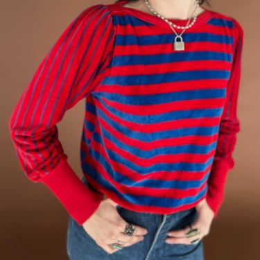 70s 80s Velour Stripe Sweater