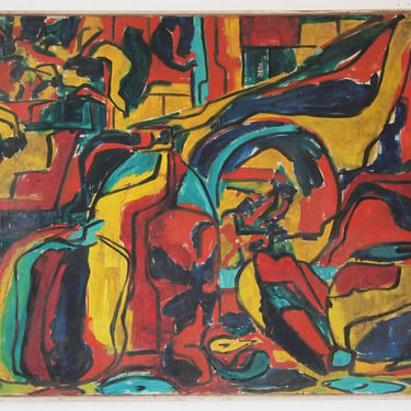 Original J. PULEO ABSTRACT Expressionist PAINTING 31x41