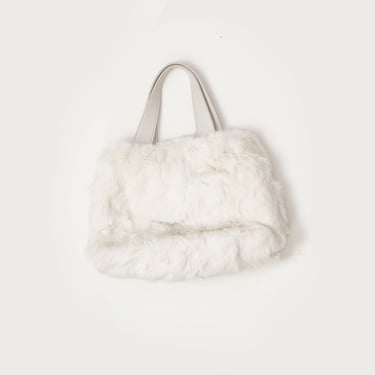 90s Rabbit Fur Handbag / White Angora Purse 