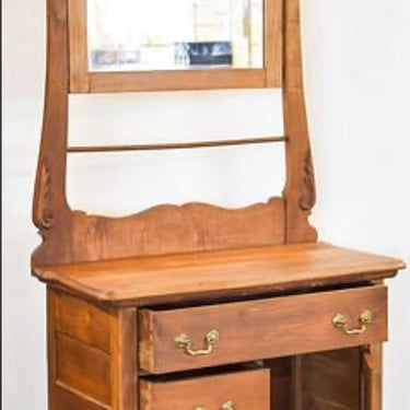 Antique Hotel Wash Stand With Mirror 