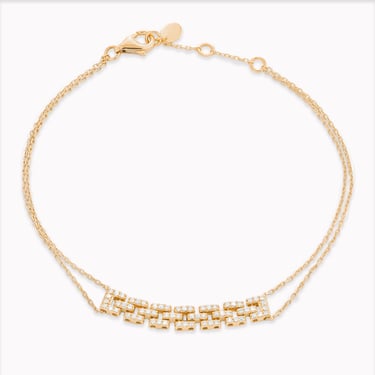 Segment Pavé Diamond Panther Duo Chain Bracelet