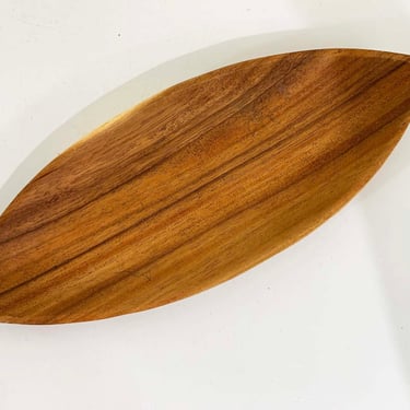 Vintage Oblong Wooden Tray MCM Brown Mid-Century Modern Catchall Retro Wood Dish Surfboard 1960s 60s 1970s 70s Dining Table Minimalist Boho 