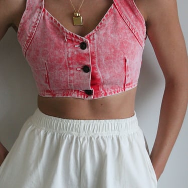 Vintage Pink Acid Washed Crop Top