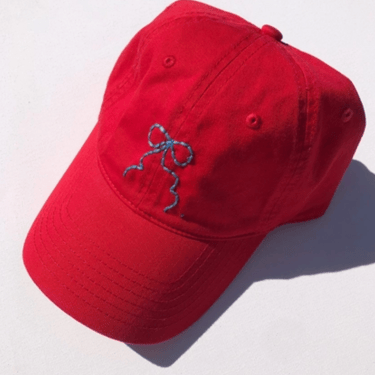 Hand embroidery bow caps, red