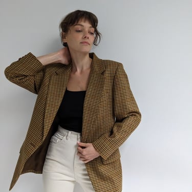 Vintage Hazelnut Wool Houndstooth Blazer