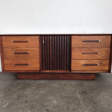 Mid-Century Lane ‘Tower Suite’ Floating Rosewood + Pecan Wood Lowboy Dresser 