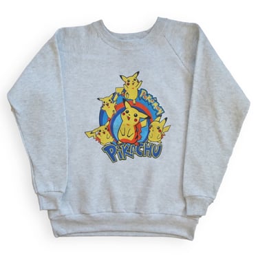 Pokemon sweatshirt / Pikachu sweatshirt / 1990s Pikachu Pokemon deadstock grey raglan sweatshirt Small 
