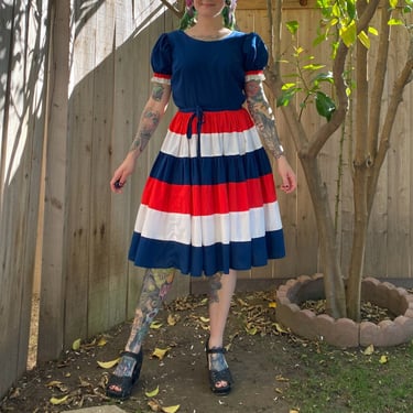 Vintage 1960’s Red, White and Blue Square Dance Dress 