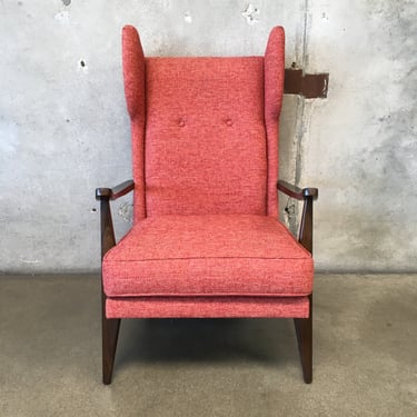 Wing Back Chair with Walnut Arms