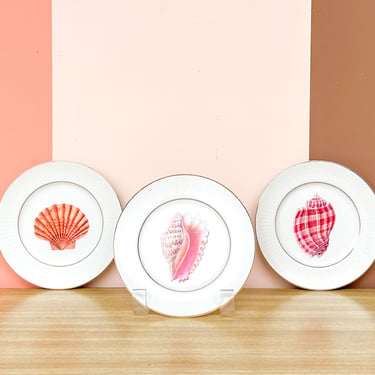 Set of Three Petite Decoupage Shell Plates