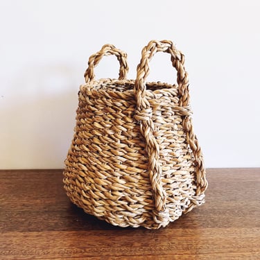 Vintage Handwoven Wicker Basket 