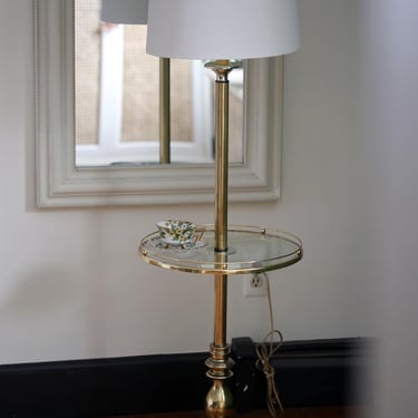 Vintage Art Deco Brass and glass side table lamp | made in the USA | Hollywood Regency 