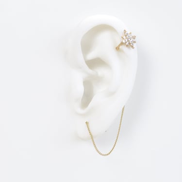 E110 star ear cuff, chain earrings, threader earrings, ear cuff chain, long chain earrings, cuff chain earrings, gift for her, ear cuff 