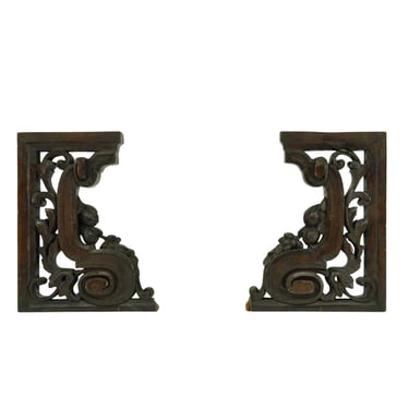 Pair of Hand Carved Oak Furniture Brackets