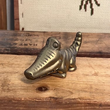 Free Shipping Within Continental US - Vintage Brass Mid Century Modern style Alligator/Crocodile Knick Knack Figurine 