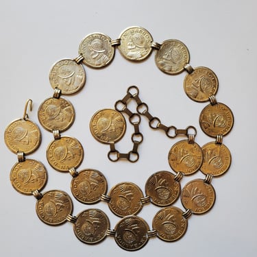 Vintage coin belt by V.N Balboa world, 1970's 