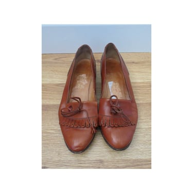 Vintage Leather Loafers Size 6 Women's Fringe Flats 