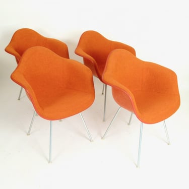 Set of 4 Upholstered Eames Shell Armchairs