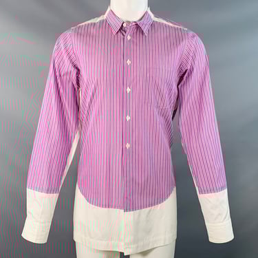 COMME des GARCONS HOMME PLUS Size M Purple White Stripe Cotton Long Sleeve Shirt