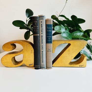 Curtis Jere A to Z Gold Cast Iron Bookends