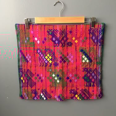 Guatemalan tapestry pillow cover - woven and embroidered birds - bright bohemian decor 