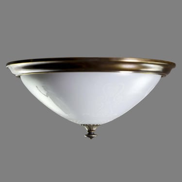 Traditional Greek Glass & Bronze Flush Mount Dome Light