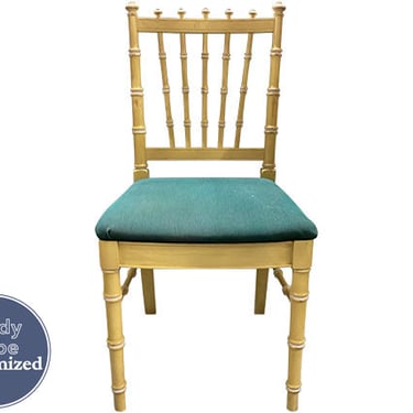 18.5&quot; Unfinished Vintage Single Bamboo Style Chair + Fabric #08401