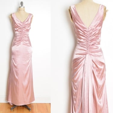 vintage Y2K prom party dress Jessica McClintock mauve satin ruched long gown M clothing 