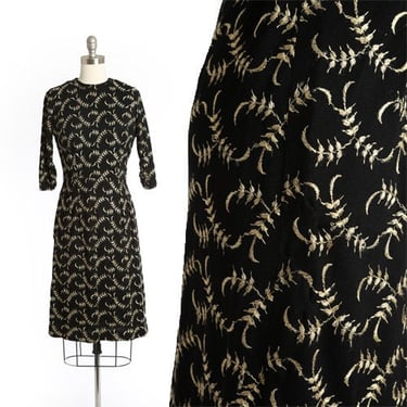 Falling Leaf dress | Vintage 50s 60s embroidered leaf wiggle dress 